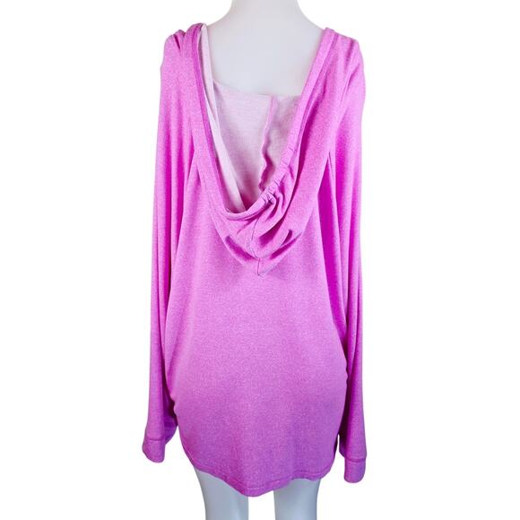 Koolaburra By UGG Super Soft V-Neck Pink Hooded Pockets Atheltic Top XL - Picture 3 of 6